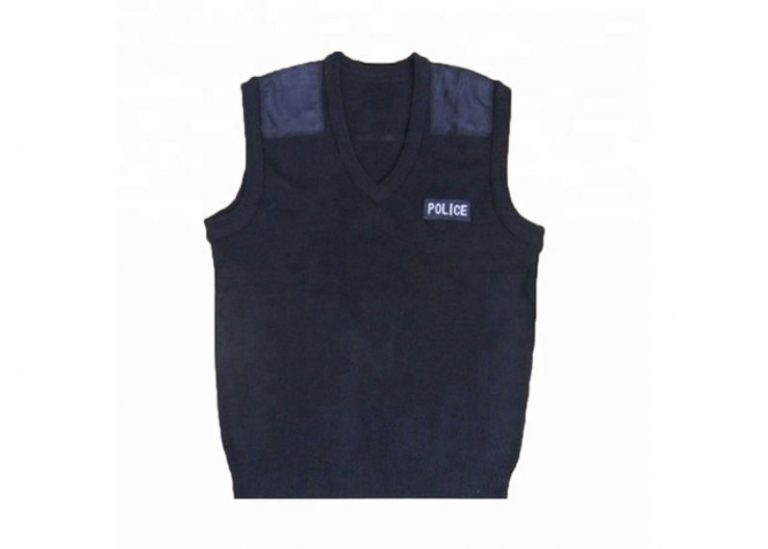 Navy Cotton Military Sleeveless Sweater Vest
