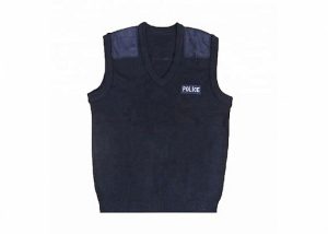 Navy Cotton Military Sleeveless Sweater Vest