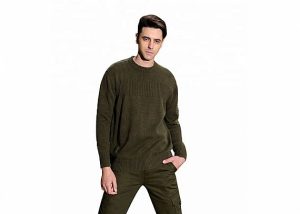 Army Green Heavy Duty Military Uniform Sweater Round Neck Custom Color For Men