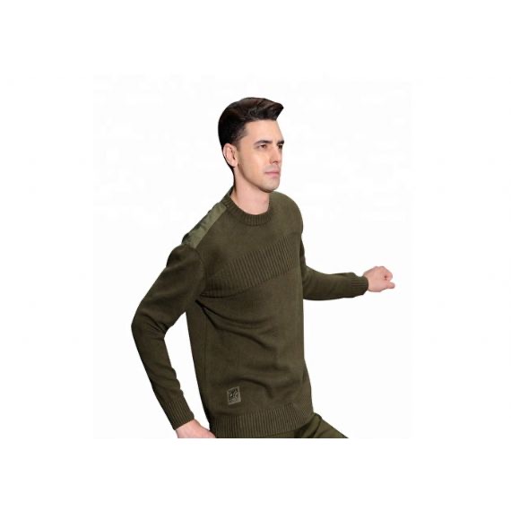 Color de encargo del cuello redondo del suéter resistente del uniforme militar del verde militar para los hombres