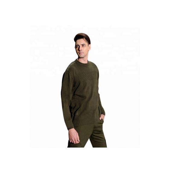 Color de encargo del cuello redondo del suéter resistente del uniforme militar del verde militar para los hombres