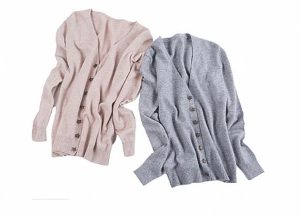 V Neck Pure Cashmere Sweaters Cardigan Soft Plain Knitted Tight Body Shape