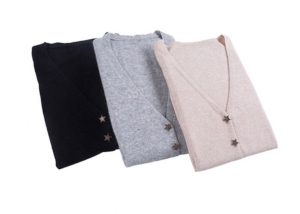 V Neck Pure Cashmere Sweaters Cardigan Soft Plain Knitted Tight Body Shape