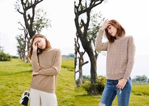 Tailored Jacquard Pattern O Neck Cashmere Sweater Womens Anti – Pilling Breathable