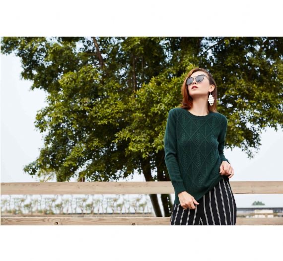 Anti – Pilling para mujer adaptado del suéter de la cachemira del cuello del modelo del telar jacquar respirable