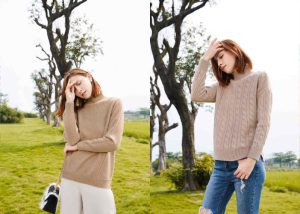 Tailored Jacquard Pattern O Neck Cashmere Sweater Womens Anti – Pilling Breathable