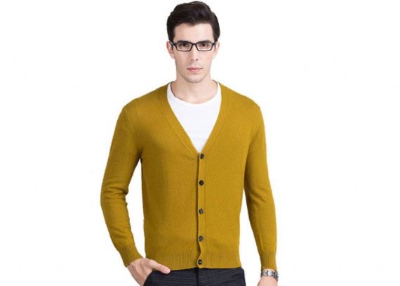 Suéter de cashmere com decote em v, cardigã de cashmere masculino logotipo personalizado