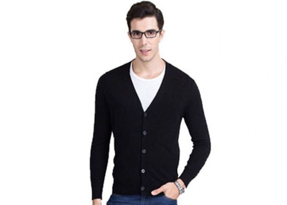 Suéter de cashmere com decote em v, cardigã de cashmere masculino logotipo personalizado