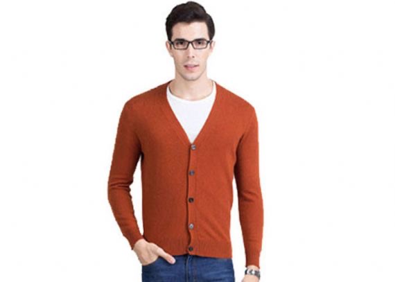 Suéter de cashmere com decote em v, cardigã de cashmere masculino logotipo personalizado