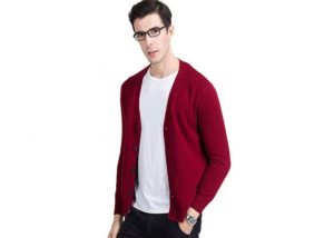 V Neck Cashmere Cardigan Sweater , Cashmere Cardigan Mens Customized Logo