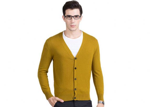 Suéter de cashmere com decote em v, cardigã de cashmere masculino logotipo personalizado