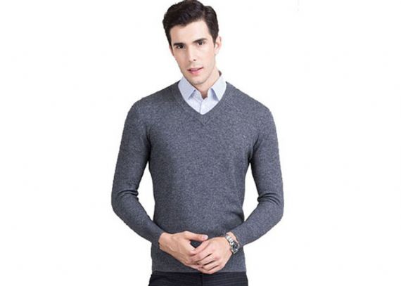 100% suéteres de cachemira pura con cuello en V hombres jersey estilo de negocios transpirable