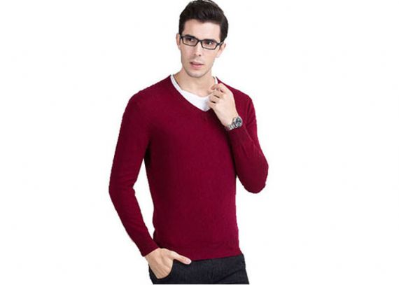 100% suéteres de cachemira pura con cuello en V hombres jersey estilo de negocios transpirable