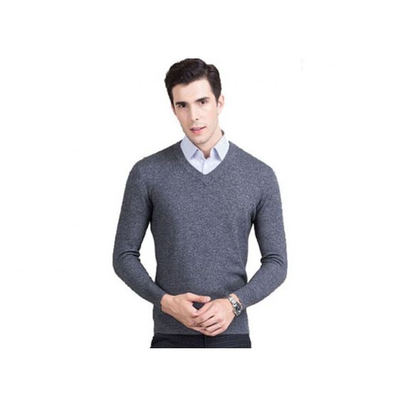 100% Pure Cashmere Sweaters V Neck Men Pullover Breathable Business Style