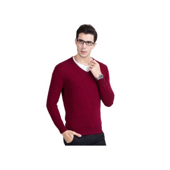 100% Pure Cashmere Sweaters V Neck Men Pullover Breathable Business Style