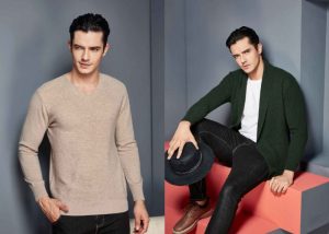 British Style Made To Measure Sweaters , Cashmere Cardigan Sweater With Rib Hem