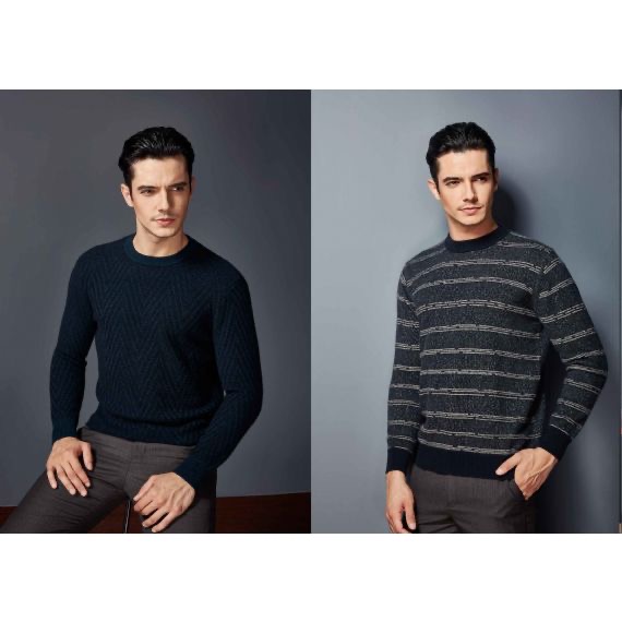 MTM Jacquard Hecho a medida Suéteres Pure Knitwear Cashmere Sweater para hombre