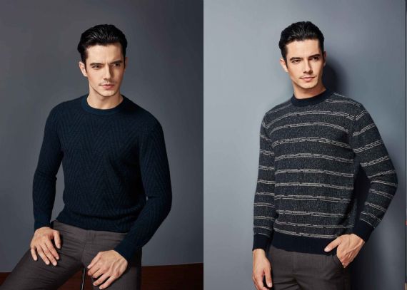 MTM Jacquard Hecho a medida Suéteres Pure Knitwear Cashmere Sweater para hombre