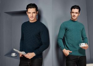 Mens Round Neck Long Sleeve Handcraft Sweaters Pure Cashmere Sweaters