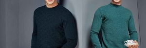 Mens Round Neck Long Sleeve Handcraft Sweaters Pure Cashmere Sweaters