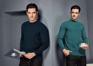 Mens Round Neck Long Sleeve Handcraft Sweaters Pure Cashmere Sweaters