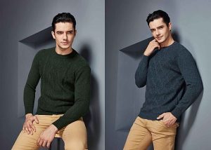 Cuello redondo Tejido de cable Hecho a medida Suéteres Prendas de punto de cachemira S ~ 4XL para hombres