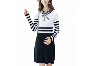 Office Wear Maternity Cable Knit Sweater With Bow Dresses Eco Friendly