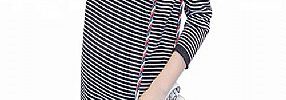 Striped Pattern Maternity Knit Sweater Loose Fit Type Polyester / Cotton Material