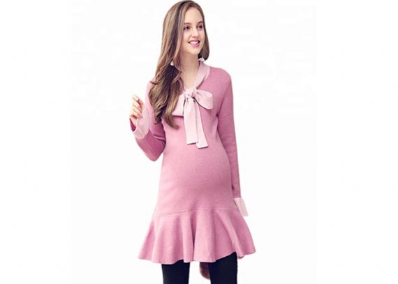 Ropa de maternidad para mujer del estilo coreano, decoración de los volantes de los suéteres del embarazo