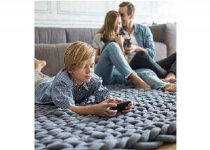 Cotton Tube Chunky Knit Blanket , Cable Knit Blanket Machine Washable 1KG