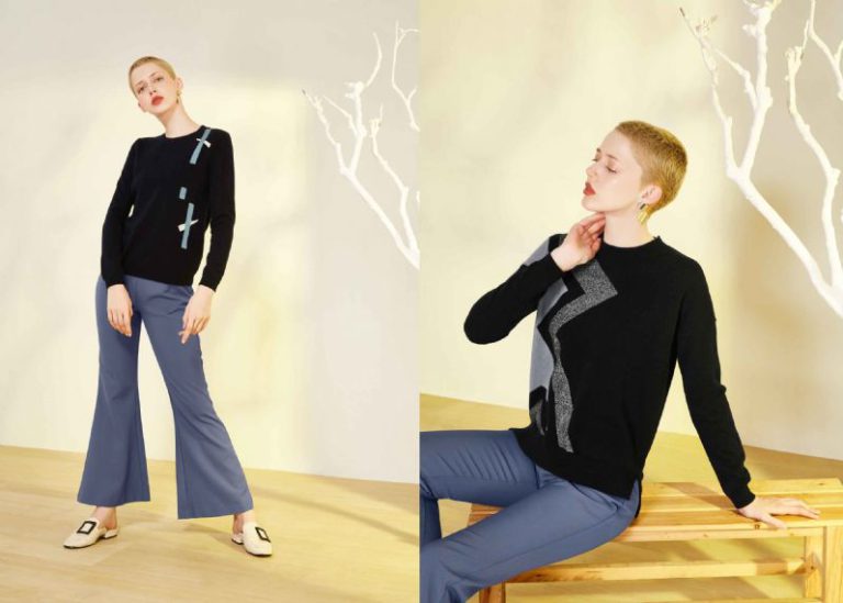 Lady Clothier Custom Made Sweaters Bespoke Intarsia 100% Pure Cashmere Pullover