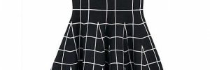 High Waist Grid Pattern Girls Skater Skirt / Fashionable Plaid Mini Skirt