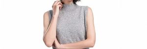 Loose Ladies Knitted Vest For Women , High Neck Solid Color Sleeveless Sweater Vest