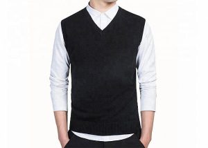 V Neck Office Knitted Jersey Pattern Cotton Mens Black Sleeveless Sweater Vest