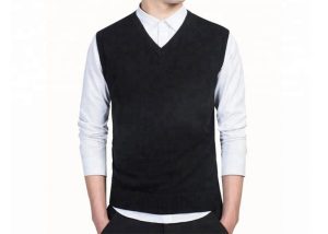V Neck Office Knitted Jersey Pattern Cotton Mens Black Sleeveless Sweater Vest