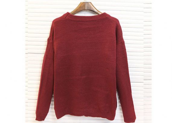 Patrón bordado suéter de acrílico Lady Ugly Christmas de cuello redondo para mujer