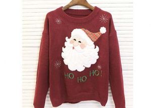 Round Neck Acrylic Lady Ugly Christmas Sweater Embroidered Pattern For Women