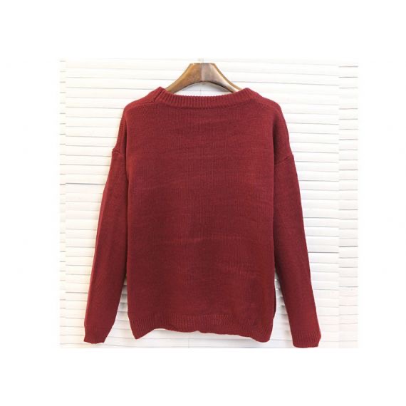 Round Neck Acrylic Lady Ugly Christmas Sweater Embroidered Pattern For Women