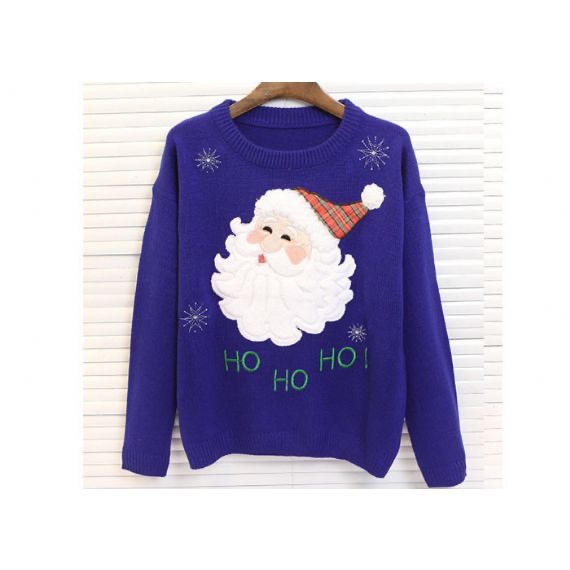 Round Neck Acrylic Lady Ugly Christmas Sweater Embroidered Pattern For Women