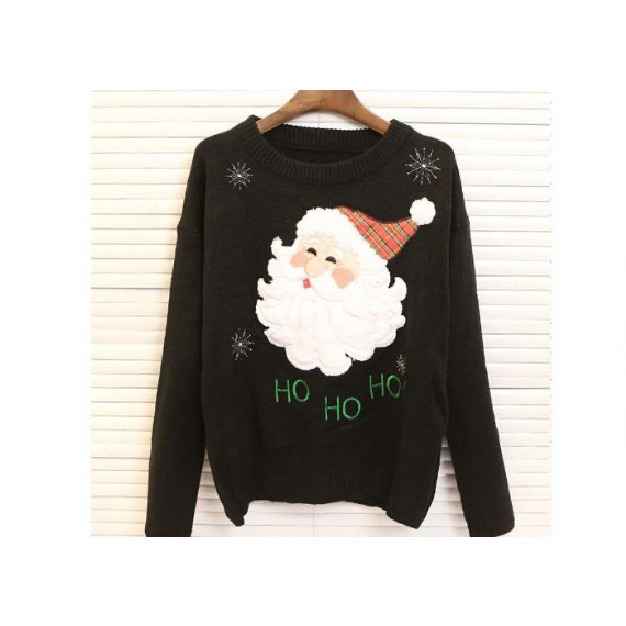 Round Neck Acrylic Lady Ugly Christmas Sweater Embroidered Pattern For Women