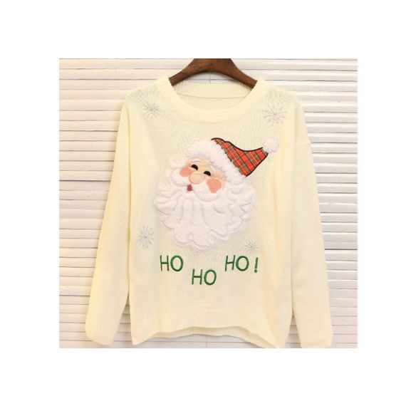 Round Neck Acrylic Lady Ugly Christmas Sweater Embroidered Pattern For Women