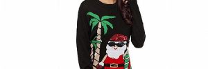 Round Neck Acrylic 10 Sizes Ladies Ugly Christmas Sweater Red Blue Jacquard