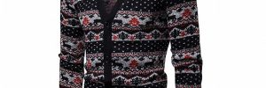 Cotton Acrylic Allover Print Ugly Christmas Sweater V Neck Button Cardigan Christmas Jumpers
