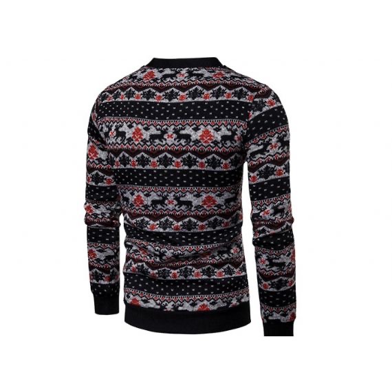 Algodón Acrílico Estampado completo Suéter navideño feo Cuello en V Botón Cárdigan Suéteres navideños