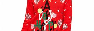 Women Acrylic Jacquard Christmas Sweater Red And Black Computer Knitted