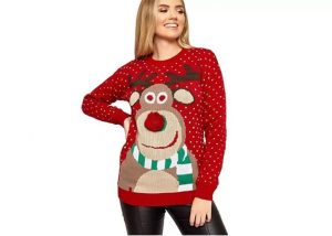 Round Collar Knitting Women Ugly Christmas Sweater Pullover Cute Deer Pattern