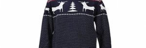 Men's 100% Cotton Reindeer Pine Christmas Pullover Jumper In Navy And White