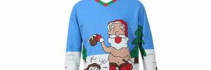 Jacquard Knitted Drunk Santa And Reindeer Ugly Christmas Sweaters