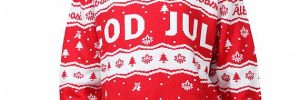 Red And White Letters Jacquard Crew Neck Best Mens Christmas Sweaters Supplier