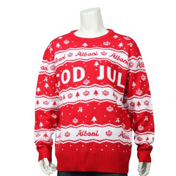 Red And White Letters Jacquard Crew Neck Best Mens Christmas Sweaters Supplier